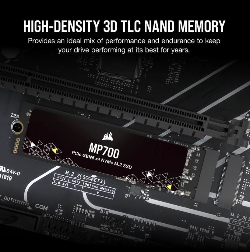 Corsair MP700 1TB PCle 5.0 (Gen 5)x4 NVMe M.2 SSD - Level UpCorsairPC Components840006670391