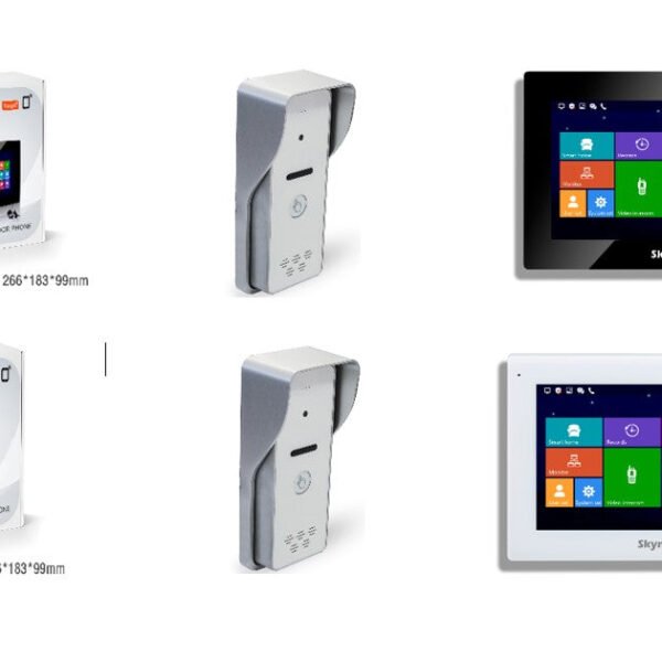 نظام إنتركم فيديو IP مع شاشة لمس 7 بوصة ووحدة خارجية بكاميرا – موديل SKY-IP-M72T + SKY-IP-P4