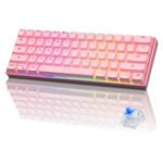 Leaven K28 - كيبورد ألعاب ميكانيكي RGB بلوتوث – وردي – مفاتيح Blue Switch