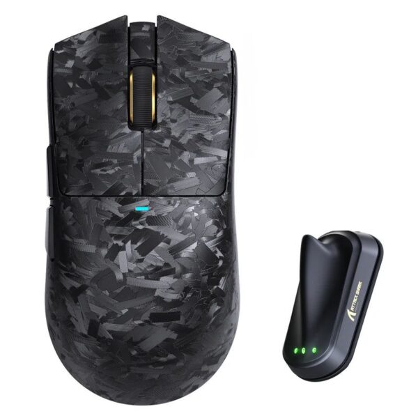 ماوس ألعاب ATTACK SHARK X11 ULTRA بوزن 63g، هيكل من ألياف الكربون، اتصال لاسلكي 8K، حساس PAW3950MAX، حتى 42000 DPI و20000 FPS - رمادي