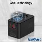 ⁦بروميت محول سفر GaN بقدرة 70 واط مع كابل USB-C مدمج قابل للسحب - أسود⁩ - الصورة ⁦6⁩