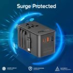 ⁦بروميت محول سفر GaN بقدرة 70 واط مع كابل USB-C مدمج قابل للسحب - أسود⁩ - الصورة ⁦7⁩