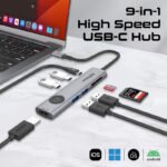 ⁦بروميت موزع يو إس بي سي متعدد الوظائف عالي السرعة ٤ كي ٦٠ هرتز مع زر خصوصية الشاشة لون رمادي⁩ - الصورة ⁦3⁩