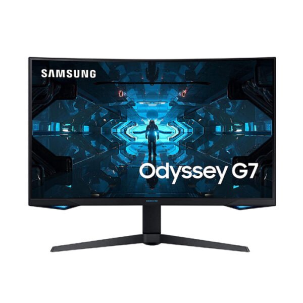 شاشة سامسونج Odyssey G7 منحنية للألعاب – دقة 2K، معدل تحديث 240Hz، زمن استجابة 1ms، دعم HDR600، تقنية QLED، دعم NVIDIA G-SYNC وAMD FreeSync – موديل LC27G75TQSMXUE