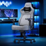 ⁦كرسي الألعاب AndaSeat Kaiser 4 الجديد بقماش الكتّان مع مساند ذراع 6D – مقاس XL – لون رمادي Ash⁩ - الصورة ⁦11⁩