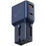 محول سفر Energea TravelGo بمنفذ USB-C واحد ومنفذ USB-A واحد بقدرة 35 واط - أزرق