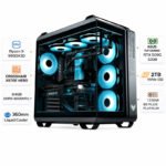 Gaming PC with an AMD Ryzen 9-9950X3D processor, an RTX 5090 graphics card with 32 GB of memory, 64 GB of DDR5 RAM running at 6,000 MHz, a 2 TB SSD, and Windows 11 Pro