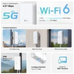 ⁦TP-Link Archer NX500-Outdoor 5G AX3000 WiFi 6 Outdoor Router, 2.5G Port⁩ - الصورة ⁦3⁩