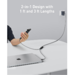 ⁦Anker 8895 2-in-1 USB-C to USB-C Cable (4ft, 140W) A8895H11⁩ - الصورة ⁦4⁩