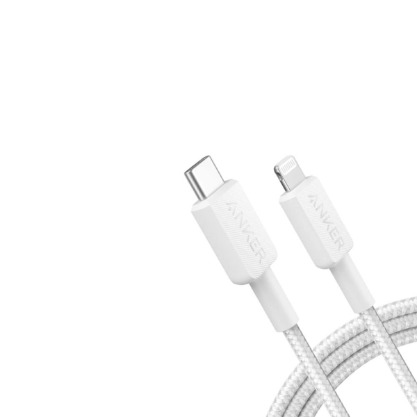 Anker 322 USB-C to Lightning Cable Fast Charging Braided (0.9m/3ft) – White, A81B5H21