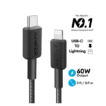 ⁦Anker 322 USB-C to Lightning Cable Fast Charging Braided (0.9m/3ft) – Black, A81B5H11⁩ - الصورة ⁦2⁩