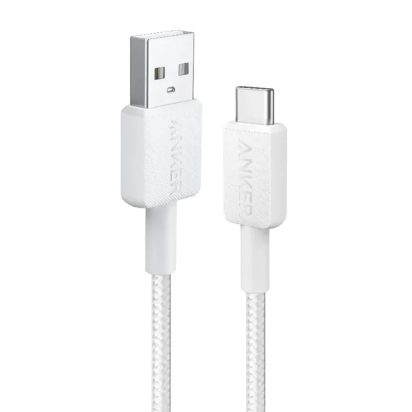 Anker 322 USB-A to USB-C Cable Fast Charging Braided (0.9m/3ft) – White, A81H5H21