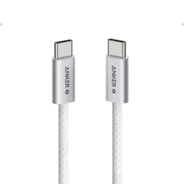 Anker 8060 Zolo USB-C to USB-C 240W Braided Fast Charging Cable, 3.3ft – 1m White, A8060H21