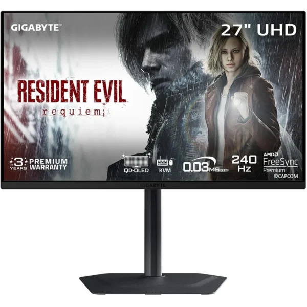 Gigabyte 27″ MO27U2 Tandem QD-OLED 4K 240Hz 0.03ms Speaker Gaming Monitor