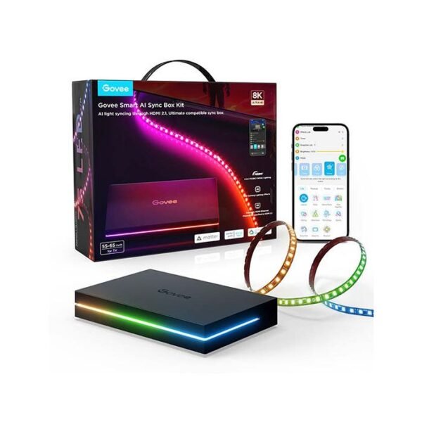 طقم جوفيGovee AI Sync Box Kit 2 لأجهزة التلفزيون مقاس ٥٥ إلى ٦٥ بوصة - إتش ٨٦٠٤ بي ١٢