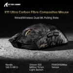 ⁦ماوس ألعاب ATTACK SHARK X11 ULTRA بوزن 63g، هيكل من ألياف الكربون، اتصال لاسلكي 8K، حساس PAW3950MAX، حتى 42000 DPI و20000 FPS - Purple⁩ - الصورة ⁦7⁩