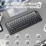 ⁦لوحة مفاتيح ميكانيكية لاسلكية ATTACK SHARK X66 60% مع أغطية مفاتيح PBT مطبوعة جانبيًا - Gradient Black Moon Light⁩ - الصورة ⁦6⁩