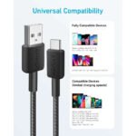 ⁦كابل أنكر 322 USB-A إلى USB-C مضفر (0.9 م/3 قدم) - أسود A81H5H11⁩ - الصورة ⁦3⁩