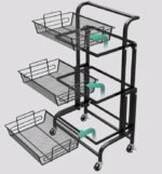3 Tier Adjustable & Foldable Kitchen Storage Metal Rack Organizer Trolley with Wheels - Level UpLevel UpSmart Devices501685
