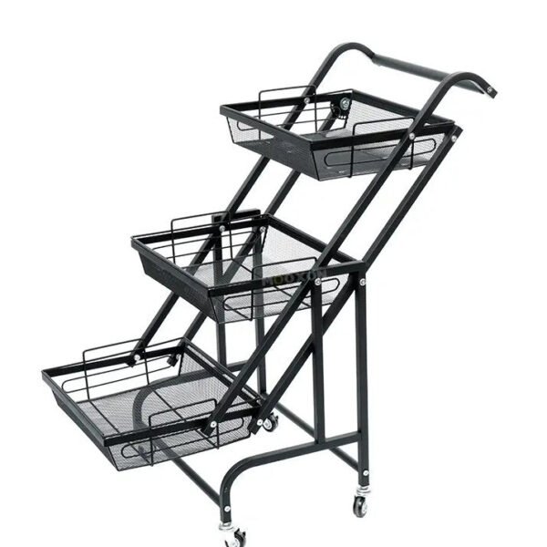 3 Tier Adjustable & Foldable Kitchen Storage Metal Rack Organizer Trolley with Wheels - Level UpLevel UpSmart Devices501685
