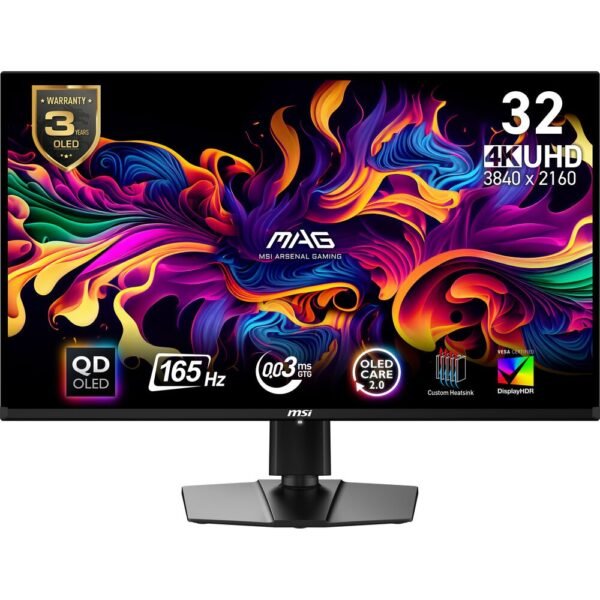 MSI 32″ MAG 321UP QD-OLED 4K 165Hz 0.03ms HDR400 HDMI 2.1 USB-C 15W Rotatable Gaming Monitor