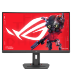 شاشة ألعاب منحنية Asus ROG Strix XG27WCMS بحجم 27 بوصة بدقة QHD (2560×1440)، معدل تحديث 280Hz، زمن استجابة 1ms، تدعم HDMI 2.1، لوحة VA، وتقنية FreeSync Premium – لون أسود