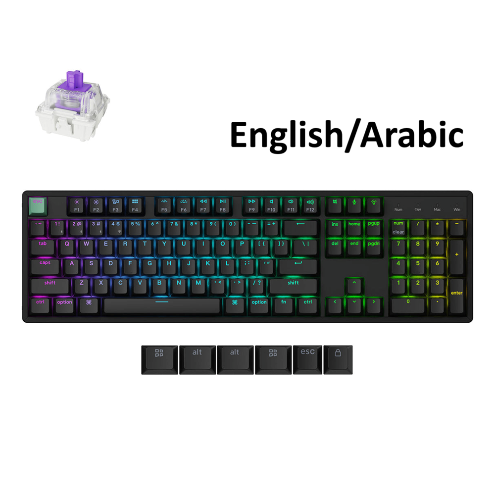 4894979043566 KeyChron K10 HE Full Wireless Customizable Gaming Keyboard Mechanical Magnetic Switch, K10H-J1, Black – (Arabic-English) Standard Version - الصورة 1