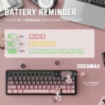 ⁦لوحة مفاتيح ميكانيكية لاسلكية ATTACK SHARK X66 بحجم 60% مع أغطية مفاتيح PBT مطبوعة جانبيًا - Pink Blackberry⁩ - الصورة ⁦5⁩