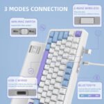 ⁦لوحة مفاتيح ميكانيكية ATTACK SHARK X85 بتصميم 75% مع اتصال Tri-Mode وتركيب Gasket-Mounted - White Purple Jade Switch⁩ - الصورة ⁦7⁩