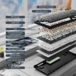 ⁦لوحة مفاتيح الألعاب ATTACK SHARK X98PRO بعدد 99 زرًا مع وضع اتصال ثلاثي، وشاشة عرض LED ملوّنة، ولوحة أرقام مدمجة - Gradient Black Blueberry Switch⁩ - الصورة ⁦4⁩