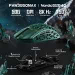 ⁦ATTACK SHARK R5 Ultra 39g SUPERLIGHT Carbon Fiber Wireless 8K PAW3950MAX Gaming Mouse PAW3950MAX up to 42000 DPI - Green⁩ - الصورة ⁦3⁩