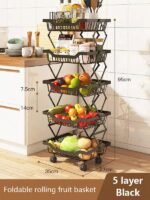5 Layer Adjustable Foldable Movable Storage Rack for Kitchen Use - Level UpLevel UpSmart Devices501669