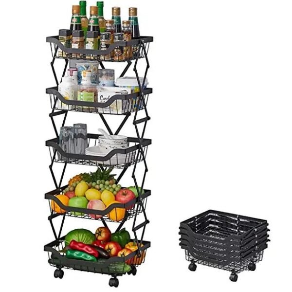 5 Layer Adjustable Foldable Movable Storage Rack for Kitchen Use - Level UpLevel UpSmart Devices501669