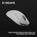 ⁦Logitech Pro X Superlight 2c (Compact) LIGHTSPEED Wireless Gaming Mouse 44K DPI, 53g, White⁩ - الصورة ⁦2⁩