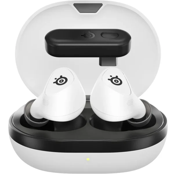 SteelSeries 61682 Arctis GameBuds Earbuds Active Noise Cancelling Gaming Headset – PC, PlayStation, Mobile (White)