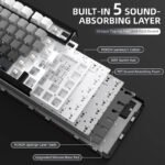 ⁦لوحة مفاتيح ميكانيكية ATTACK SHARK X85 بتصميم 75% مع اتصال Tri-Mode وتركيب Gasket-Mounted - Gradient Black White Jade Switch⁩ - الصورة ⁦9⁩