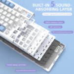 ⁦لوحة مفاتيح ميكانيكية ATTACK SHARK X85 بتصميم 75% مع اتصال Tri-Mode وتركيب Gasket-Mounted - White Purple Jade Switch⁩ - الصورة ⁦8⁩