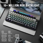 ⁦لوحة مفاتيح ميكانيكية لاسلكية ATTACK SHARK X66 60% مع أغطية مفاتيح PBT مطبوعة جانبيًا - Gradient Black Moon Light⁩ - الصورة ⁦8⁩