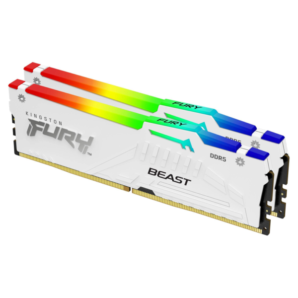 Kingston 64GB 6000MHz DDR5 Fury Beast RGB Desktop RAM Kit CL30, (32GB x2) White