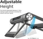 ⁦بروميت حامل لابتوب من الألمنيوم مع موزع يو إس بي سي, قاعدة مكتبية قابلة للفصل تسعة في واحد مع دعم طاقة حتى مئة واط, فضي⁩ - الصورة ⁦4⁩