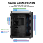 ⁦Corsair Crystal Series 680X RGB Gaming PC Case 4-Fans, Black⁩ - الصورة ⁦4⁩
