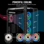 ⁦Corsair Crystal Series 680X RGB Gaming PC Case 4-Fans, Black⁩ - الصورة ⁦3⁩