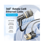 Vention IKLBI Rotatable Cat8 STP Ethernet Patch Cable 40Gbps – 3m