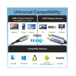 ⁦Vention CRHHF USB-C to HDMI 4K@60Hz Cable, 1.8m⁩ - الصورة ⁦3⁩