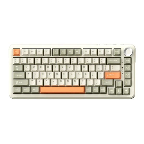 Ajazz AK820 MAX Plus Fly Fish Switch Wireless Gaming Keyboard, Grey-Cream-Orange, Tri-Mode