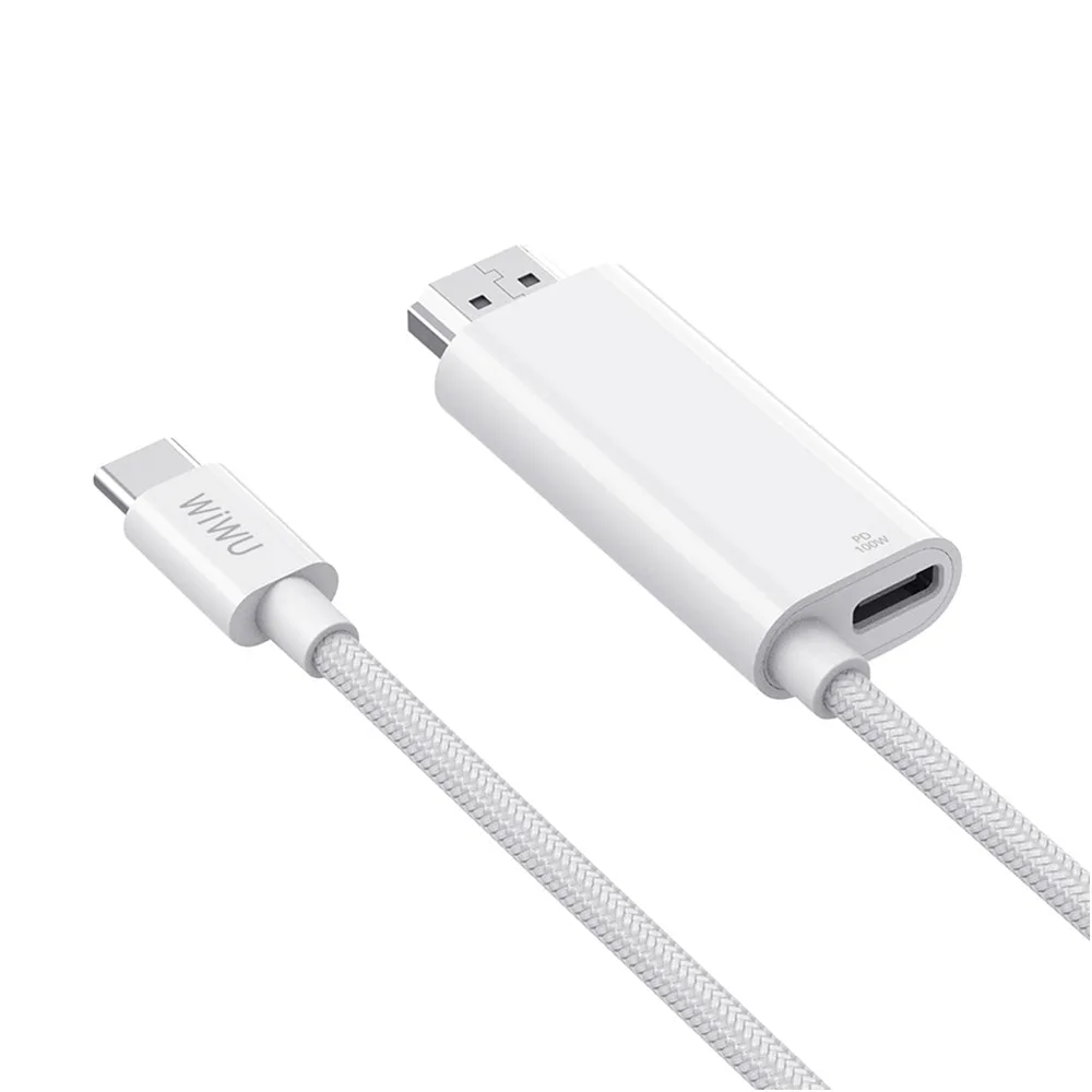 6976975615492 WiWU PS001 USB-C To HDMI 4K@60Hz with PD (100W) 1.8m - الصورة 1