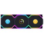 مراوح LIAN LI UNI FAN SL اللاسلكية مع شاشة LCD وشفرات عكسية 120mm ARGB (حزمة 3) – أسود