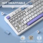⁦لوحة مفاتيح ميكانيكية ATTACK SHARK X85 بتصميم 75% مع اتصال Tri-Mode وتركيب Gasket-Mounted - White Purple Jade Switch⁩ - الصورة ⁦9⁩