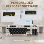 ⁦لوحة مفاتيح الألعاب ATTACK SHARK X98PRO بعدد 99 زرًا مع وضع اتصال ثلاثي، وشاشة عرض LED ملوّنة، ولوحة أرقام مدمجة - Cheese White Blueberry Switch⁩ - الصورة ⁦6⁩