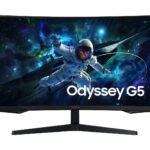 سامسونج شاشة العاب منحنية اوديسي جي 5 موديل G55C مقاس 32 انش QHD(2560 x 1440), معدل تحديث 165 هيرتز, زمن استجابة 1 م ثانية دعم فري سينك و حماية العين - اسود  LS32CG552EMXUE